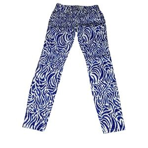 Vineyard Vines Nautical Blue Zebra Print Skinny Ankle Jeans Women's Size 2